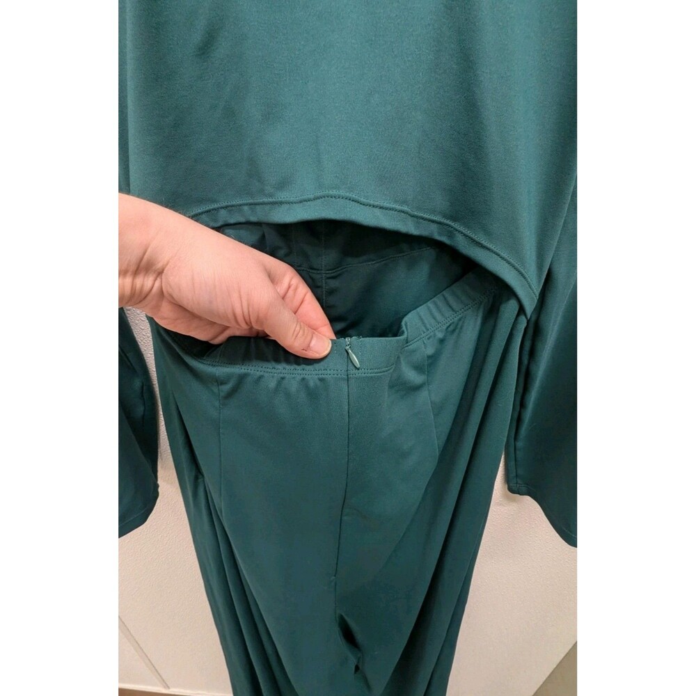 Halara Women's L Green Long Sleeve Wide Leg Side Pocket Easy Peezy Jumpsuit - Picture 4 of 7
